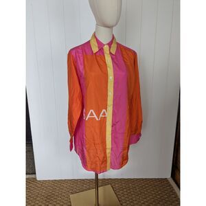 Isaac Mizrahi Target 20th Anniv. Silk Shirt - Pink,Orange,Yellow - XS